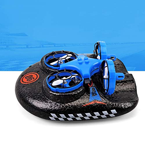 Lihgfw Control Remoto Aviones de Agua, Tierra y Aire de Tres-en-uno de Pequeño Quadcopter aerodeslizador de Juguete for niños Gratis de Split 360 ° Rollo (Color : Azul, tamaño : 2 Batteries)