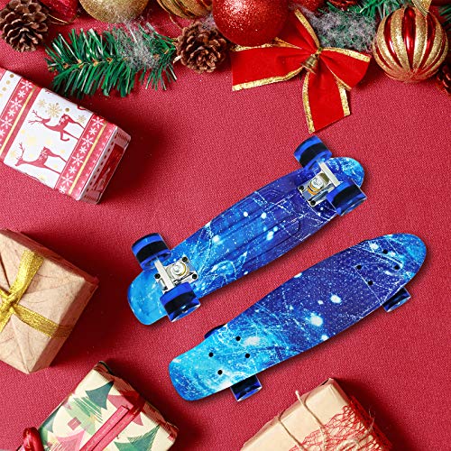 LISOPO Skateboard Monopatin 22’’55cm, Mini Cruiser Retro Crucero 4 PU Ruedas Flash LED, ABEC-7 Rodamiento, Tabla de Plástico Reforzado para Principiantes, Niños y Adultos, niños