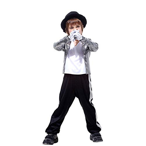 LOLANTA Disfraces de Halloween para niños Ropa de Michael Jackson Ropa de Baile para Escenario (8-9 años)