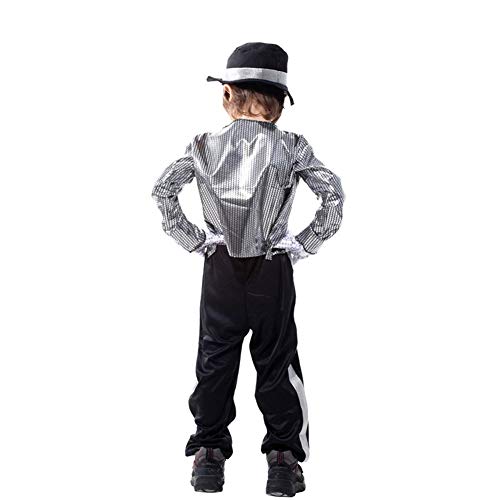 LOLANTA Disfraces de Halloween para niños Ropa de Michael Jackson Ropa de Baile para Escenario (8-9 años)