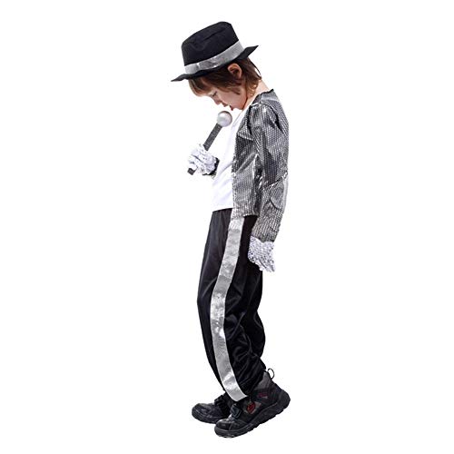 LOLANTA Disfraces de Halloween para niños Ropa de Michael Jackson Ropa de Baile para Escenario (8-9 años)