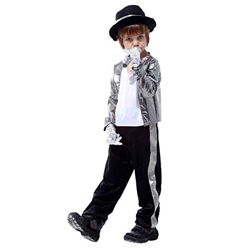 LOLANTA Disfraces de Halloween para niños Ropa de Michael Jackson Ropa de Baile para Escenario (8-9 años)