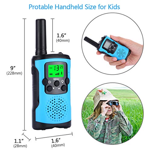 LOLIFE Walkie Talkie Niños , de Largo Alcance para Niños mas de 3 años PMR446 8 Canales LCD Pantalla con Funciones de Linterna Incorporado