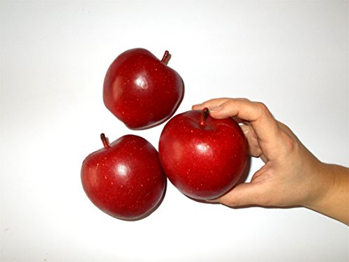 Lot de 3 – attrappen Pomme – Fruits Rouges factice comme requsite, pommes en plastique alimentaire, poupées en bois de décoration, été, fruits Copie de ernäh Run Conseils, objet déco hohlattr appe