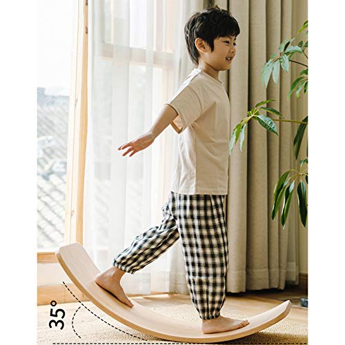 LY Balance Board bamboleo de Madera, 94cm / 37 en la formación de integración sensorial de los niños Curvy Natural Junta Eje de balancín de Madera, for la Terapia física y Ejercicio