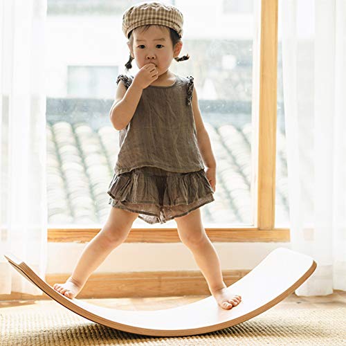 LY Balance Board bamboleo de Madera, 94cm / 37 en la formación de integración sensorial de los niños Curvy Natural Junta Eje de balancín de Madera, for la Terapia física y Ejercicio