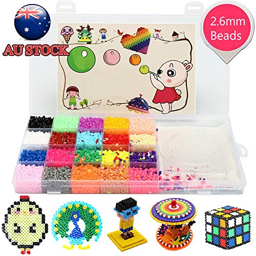 LZDseller01 11000 Unids Hama Beads, Deluxe Hama Bead Kit, Hama Beads Set Educational 20 Colors, 2.6mm Fuse Beads for Kids Crafts