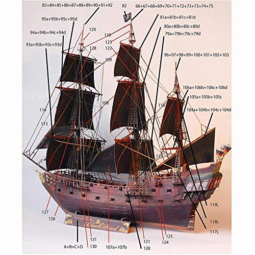 MA Kits De Modelos De Barcos para Construir para Adultos Modelo De Papel DIY Vela Pepercraft Barco De Guerra Velero Barco Pearl Funs Antiguo Negro-Bricolaje