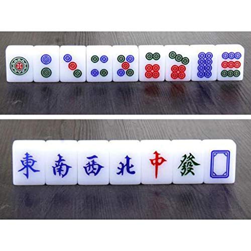 Mah Jong Mahjong Azulejos Hogar De La Mano del Frotamiento Tejas De Mahjong Partido De Ajedrez Y Juegos De Cartas Tejas De Mahjong Sedosa 144 Tarjetas Caja De Madera (Color : Blanco, Size : 40#)