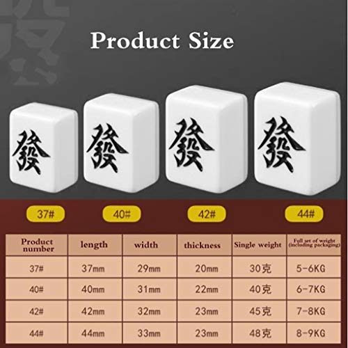 Mah Jong Mahjong Azulejos Hogar De La Mano del Frotamiento Tejas De Mahjong Partido De Ajedrez Y Juegos De Cartas Tejas De Mahjong Sedosa 144 Tarjetas Caja De Madera (Color : Blanco, Size : 40#)