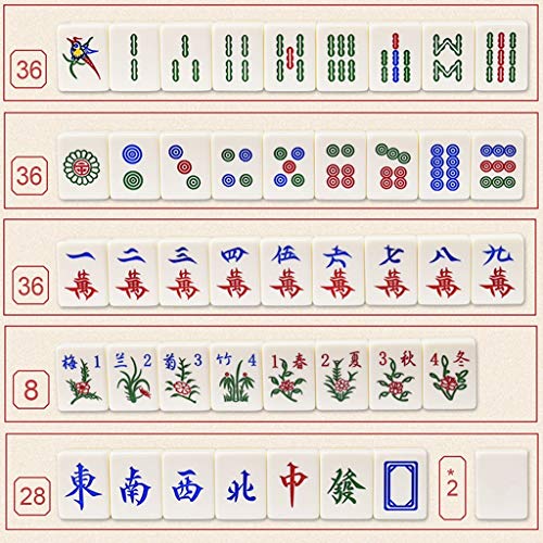 Mah Jong Mahjong estándar 144 Mano Jugando Mahjong Set Inicio multijugador de Escritorio Viajes Ocio Mahjong Regalo (Color : Black, Size : 39#)