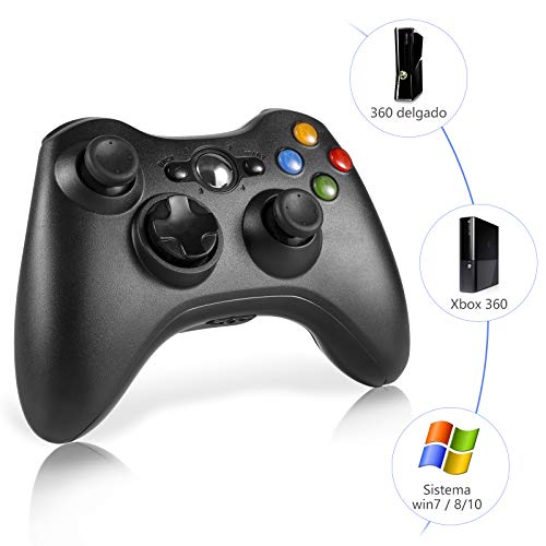 Mando a distancia inalámbrico AlBetter para Xbox 360 / PC (Windows 10/8/7), mando inalámbrico con doble vibración y ergonomía mejorada【Sin receptor 】