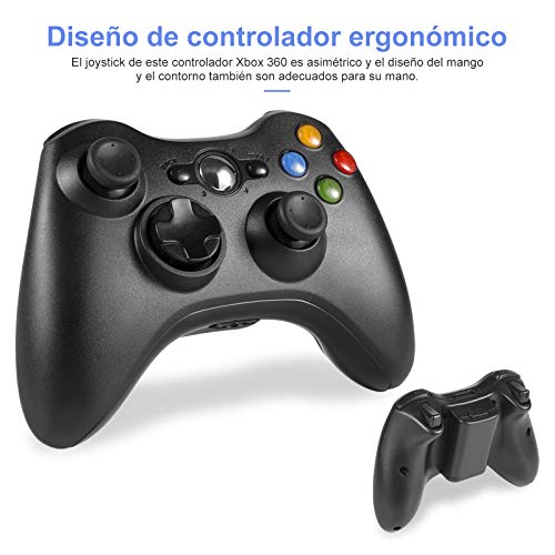 Mando a distancia inalámbrico AlBetter para Xbox 360 / PC (Windows 10/8/7), mando inalámbrico con doble vibración y ergonomía mejorada【Sin receptor 】