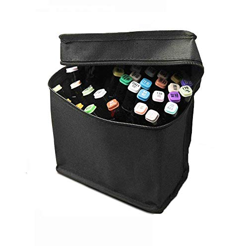 Marker Case - Delaman Handy Oxford Fabric Marker Pen Organizador Bolsa de Almacenamiento Estuche de lápices Funda de Cremallera para 36 48 60 80 Bolígrafos 1Pcs (Size : Capacity 48)