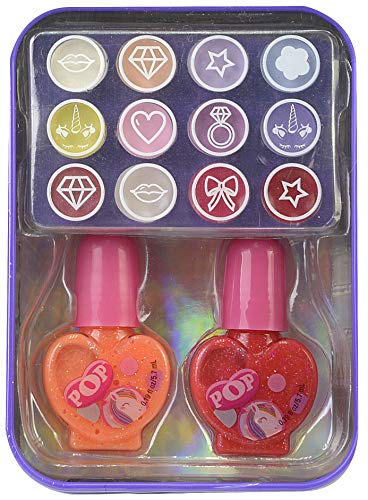 Markwins POP GIRL Color Tin Unicorn X12 - Mini Lata Unicornio de Maquillaje - Set de Maquillaje para Niñas Completo - Juguetes Niñas - Selección de Productos Seguros en una Lata Moderna y Fashion