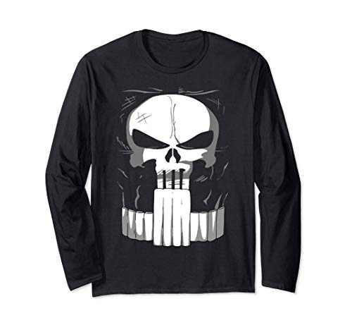 Marvel Punisher Classic Skull Halloween Costume Manga Larga