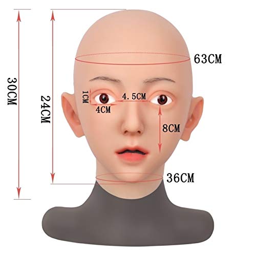 Máscara de Cara Máscara Femenina de Silicona Suave Realista para Mascarada Máscara de Halloween para el travesaño Drag Queen Transgender 4G Evila ( Color : Ivory White , Size : Mask Makeup )