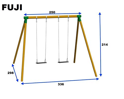 MASGAMES | Columpio de Madera Fuji para Adultos | Asientos de Caucho con Cadenas Planos | Madera tratada Muy Gruesa | Anclajes incluidos | Uso doméstico |