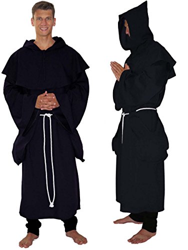 Maylynn 18109 - Disfraz de Monje Medieval, Hombre, Abad, Negro, 3 Piezas, Talla: XXL