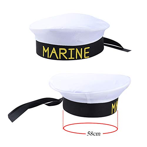 MEJOSER 2pcs Gorra de Capitán y Gorra de Marinero Sombrero Barco Yate Disfraz Adulto Mujer Hombre Cosplay