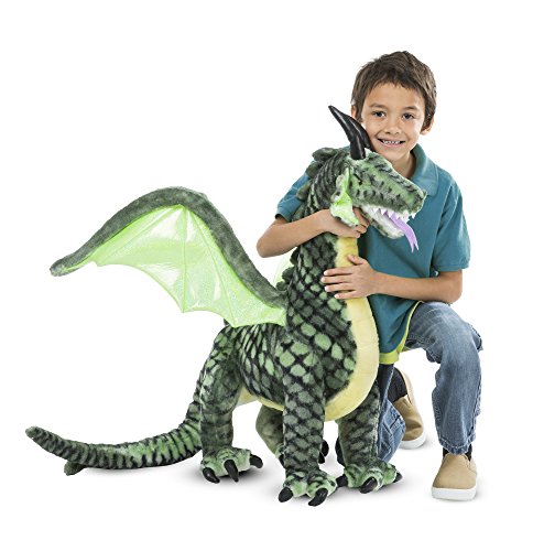 Melissa & Doug Dragón alado gigante y realista de peluche (91,44 cm x 102,87 cm x 40,64 cm)