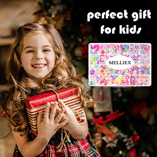 MELLIEX 500 Piezas Niños Bricolaje Conjunto de Cuentas para Hacer Joyas, Cadena de Cuentas de Artesanía Acrílica para Collares Pulseras Cabello