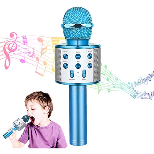 Micrófono Inalámbrico Karaoke Bluetooth,Micrófono Karaoke Portátil para KTV,Cantar,Grabación,Karaoke Player Micrófono con 2 Altavoces Incorporados, Compatible con PC/iPad/iPhone/Smartphone