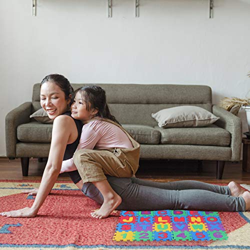 Milisten 108 Piezas Alfombra de Juegos de Espuma de Casa de Muñecas Que Se Enclavija Baldosas de Eva con Alfabeto Y Números para Gatear Bebé Aula Infantil Niños Pequeños Entrenamiento de