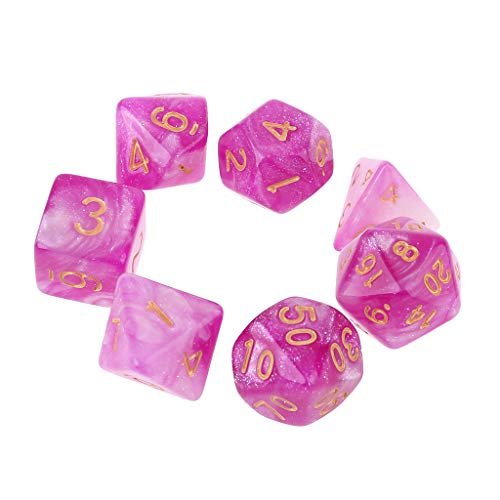 MINGSTORE 7 unids/Set dicromático D4 D6 D8 D10 D12 D20 poliédrico Dados números diales Mesa de Escritorio Juego de Mesa