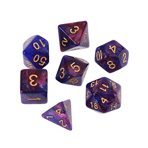 MINGSTORE 7 unids/Set dicromático D4 D6 D8 D10 D12 D20 poliédrico Dados números diales Mesa de Escritorio Juego de Mesa