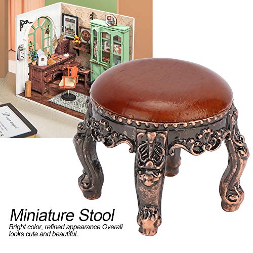 Mini taburete decorativo de bricolaje para casa de muñecas, accesorios vívidos para casa de muñecas, amantes de los adultos, amantes de las manualidades en miniatura(American round stool)