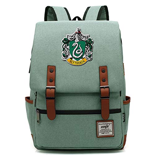 MMZ Mochila Escolar Informal Mochila Slytherin para niños y niñas Mochila de Harry Potter para Hombres y Mujeres Grande Verde