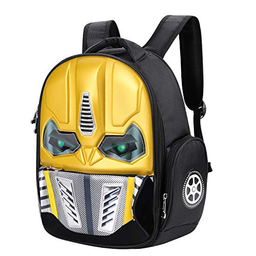 Mochila de robot con efecto 3D y brillante, para la escuela, excursiones o viajes, para niños de 5-10 años, amarillo (Amarillo) - SHU-BAO-000018-IB-FR