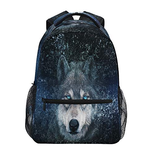 Mochila escolar ADMustwin Galaxy Universo Animal Lobo Viaje Hombros Libros Libros Ligero Impermeable Mochila Universitario Portátil Mochila Primaria Grande para Niñas Niños, Mujer Hombre Adolescentes