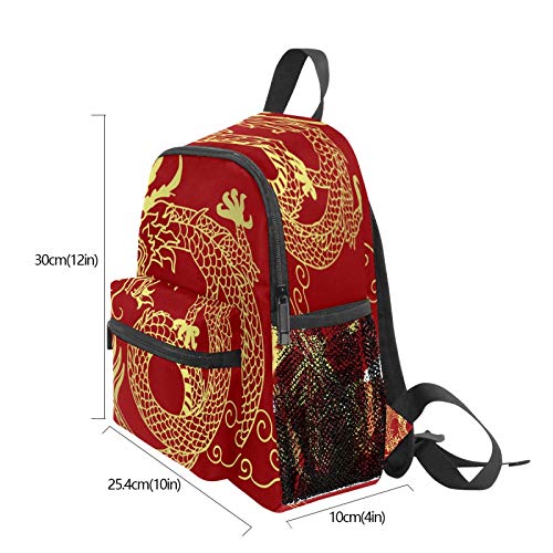 Mochila infantil para niños de 1 a 6 años de edad, mochila perfecta para niños y niñas de la leyenda del dragón chino dorado