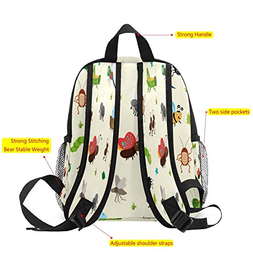 Mochila infantil para niños de 1 a 6 años de edad, mochila perfecta para niños y niñas, insectos, escarabajos, hormigas, orugas, saltamontes