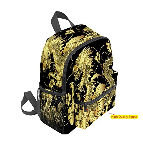 Mochila infantil para niños de 1 a 6 años de edad, mochila perfecta para niños y niñas, leyendas chinas, dragón dorado y negro