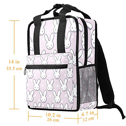 Mochila para ordenador portátil, informal, para viajes, multiusos, para mujeres, hombres, niñas, niños, lindos bozales de conejo y lunares