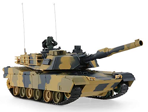 MODELTRONIC Tanque Radio Control Heng Long USA Abrams M1A2 Escala 1/24 versión con batería Litio, emisora 2.4G con Sonido, Airsoft, Infrarrojos