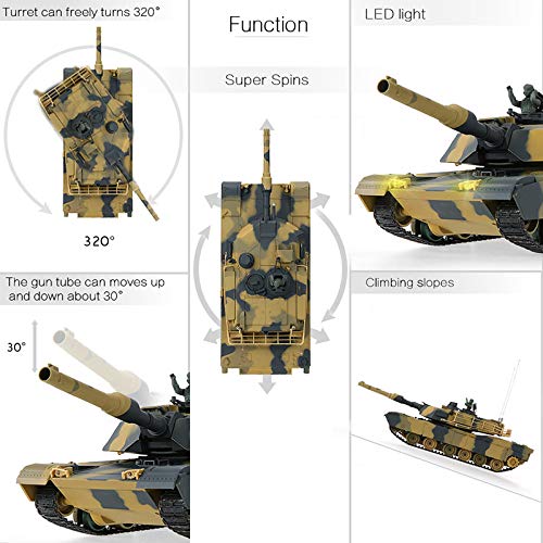 MODELTRONIC Tanque Radio Control Heng Long USA Abrams M1A2 Escala 1/24 versión con batería Litio, emisora 2.4G con Sonido, Airsoft, Infrarrojos