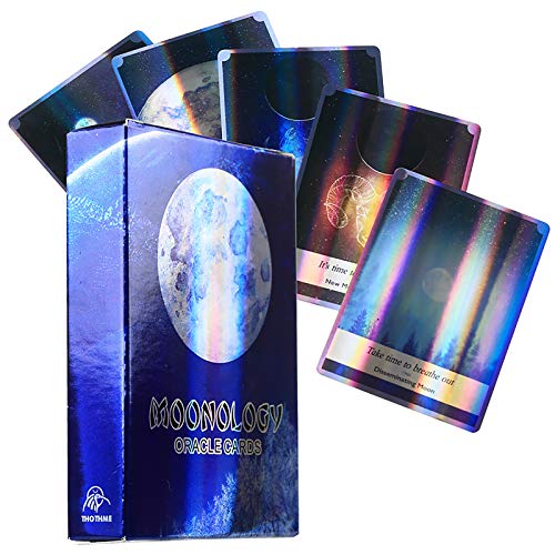 Moonology Oracle Cards: A-44 Cards, Online PDF Guide, Land Juegos de Mesa holográficos Adivinación para Adultos y niños Juego de Mesa Dobble Playing Card