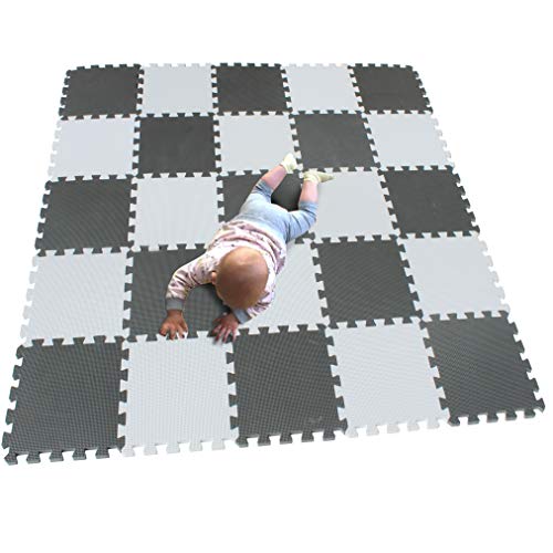 MQIAOHAM Juego de Enclavamiento Juego de bebé tapetes para niños tapetes para niños foammats playmats Estera del Rompecabezas bebé 25 Piezas niños tapete tapete tapete Negro-Gris CDW101112G301025