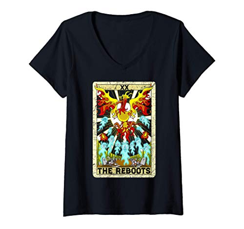 Mujer La carta del tarot de El Juicio. Phoenix Reboots cartoons Camiseta Cuello V