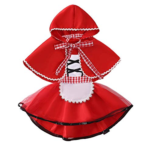 MYRISAM Disfraz de Caperucita Roja Vestido de Princesa tutú con Capa para Niña Bebé Disfraces de Carnaval Halloween Cosplay Navidad Cumpleaños Fiesta Trajes 3-6 Meses