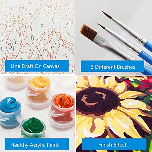 N\A Acrilico Pintura Kit DIY África Bosque Atardecer, Jirafa, Naturaleza Paisaje For Mayores Avanzada Niños Joven Pintar Numeros Pinturas con Numeros para Adultos 40X50Cm