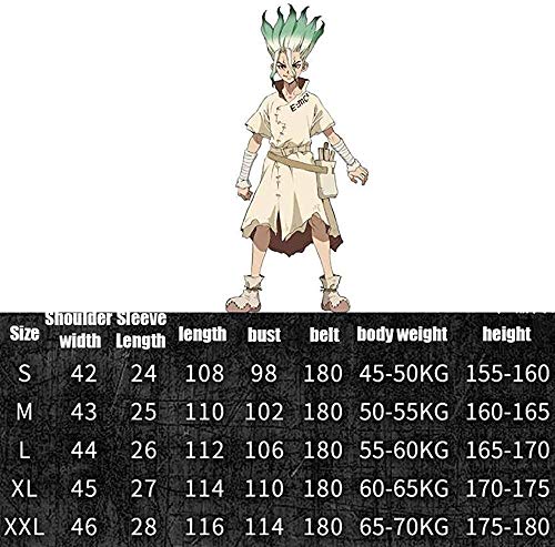 N\A ZT Anime Dr.Stone Ishigami Senkuu Cosplay Traje de Disfraces con Accesorios Novedad Trajes Uniformes (Color : 3pcs/Set-S)