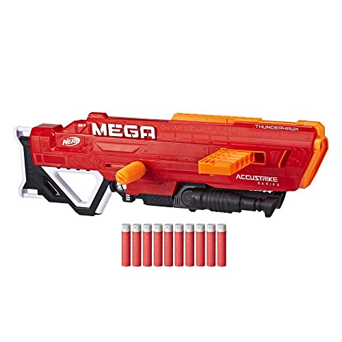 Nerf Mega Thunderhawk-Pistola de Juguete con Cargador Deslizante y trípode Plegable (Hasbro E0440EU4)