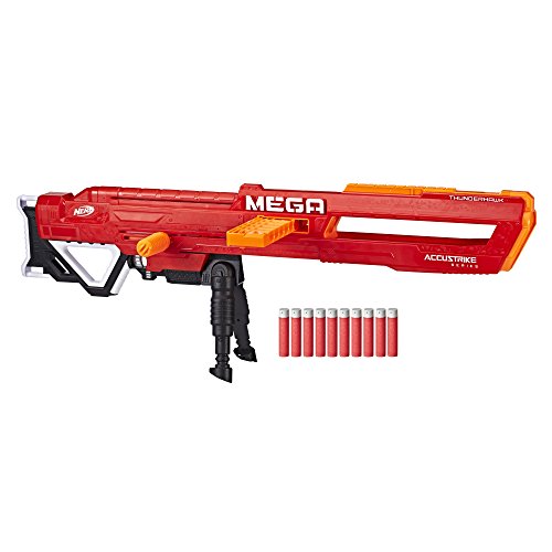 Nerf Mega Thunderhawk-Pistola de Juguete con Cargador Deslizante y trípode Plegable (Hasbro E0440EU4)