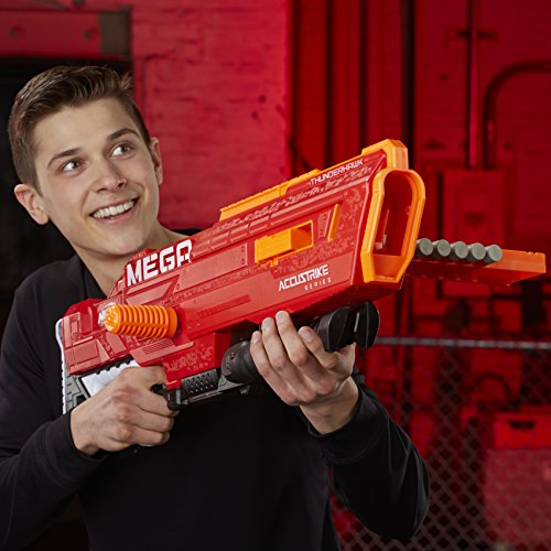 Nerf Mega Thunderhawk-Pistola de Juguete con Cargador Deslizante y trípode Plegable (Hasbro E0440EU4)