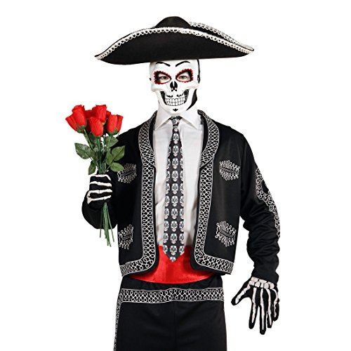 NET TOYS Máscara Esqueleto Sugar Skull Careta La Catrina Antifaz Día de los Muertos Accesorio Fiesta Mexicana Día de los Muertos Mascarilla Terror cráneo Cubre Rostro terrorífico Halloween